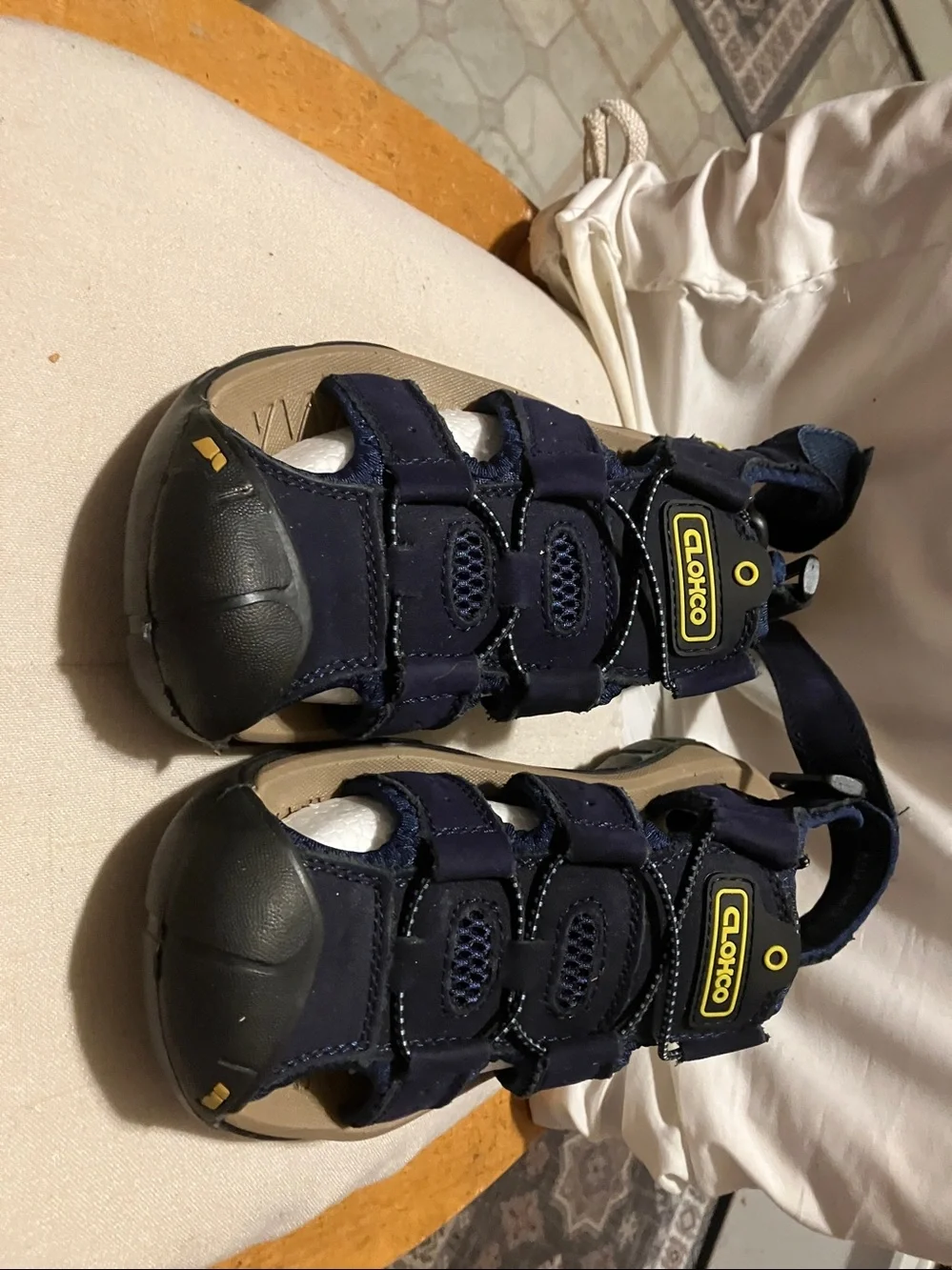 New.  Never worn CLOHCO  sz 9 men’s women’s 10 faux blue suede sandals